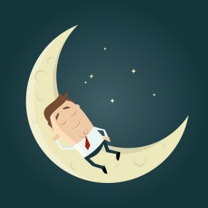 sleeping business man moon